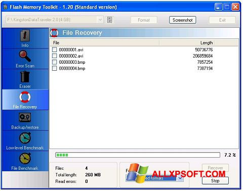 ภาพหน้าจอ Flash Memory Toolkit สำหรับ Windows XP
