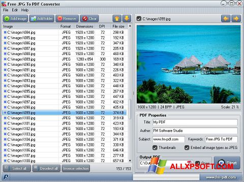 ภาพหน้าจอ JPG to PDF Converter สำหรับ Windows XP