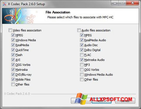 ภาพหน้าจอ X Codec Pack สำหรับ Windows XP