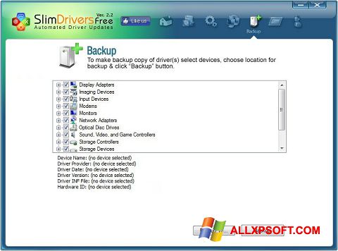 ภาพหน้าจอ SlimDrivers สำหรับ Windows XP