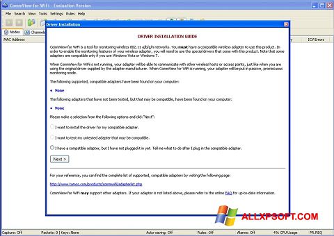 ภาพหน้าจอ CommView for WiFi สำหรับ Windows XP