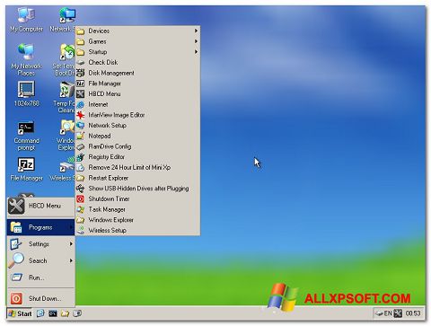 ภาพหน้าจอ Hirens Boot CD สำหรับ Windows XP