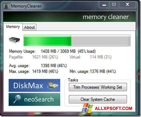 ภาพหน้าจอ Memory Cleaner สำหรับ Windows XP
