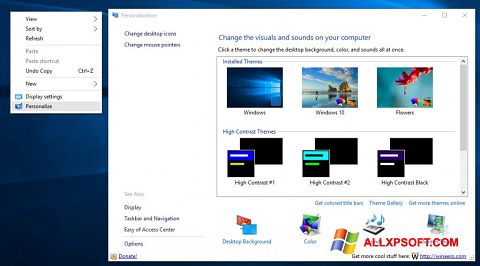 ภาพหน้าจอ Personalization Panel สำหรับ Windows XP