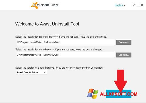 ภาพหน้าจอ Avast Uninstall Utility สำหรับ Windows XP