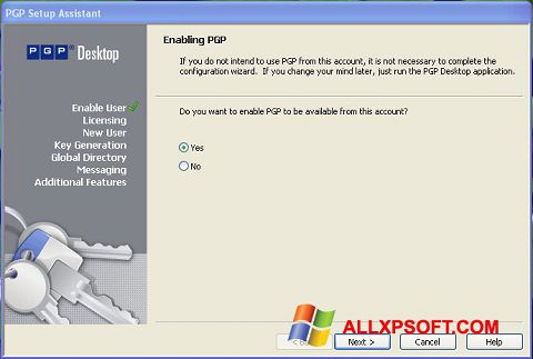 ภาพหน้าจอ PGP Desktop สำหรับ Windows XP
