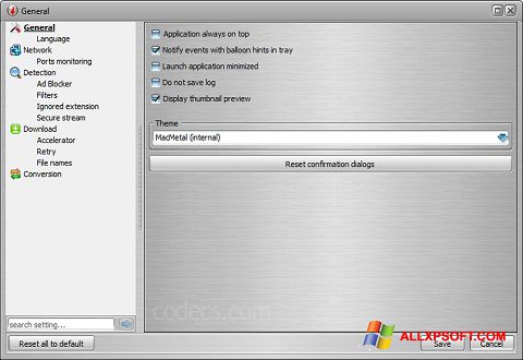 ภาพหน้าจอ VSO Downloader สำหรับ Windows XP
