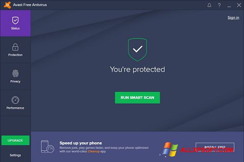 ภาพหน้าจอ Avast Free Antivirus สำหรับ Windows XP