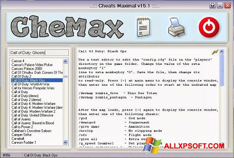 ภาพหน้าจอ CheMax สำหรับ Windows XP