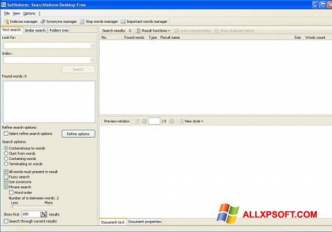 ภาพหน้าจอ SearchInform สำหรับ Windows XP