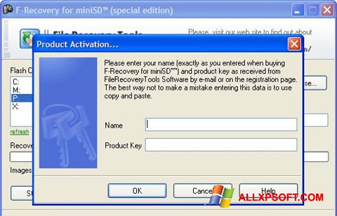 ภาพหน้าจอ F-Recovery SD สำหรับ Windows XP