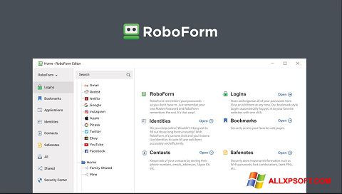 ภาพหน้าจอ RoboForm สำหรับ Windows XP