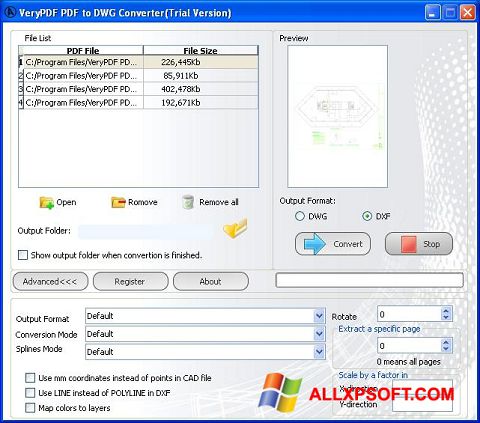 ภาพหน้าจอ PDF to DWG Converter สำหรับ Windows XP