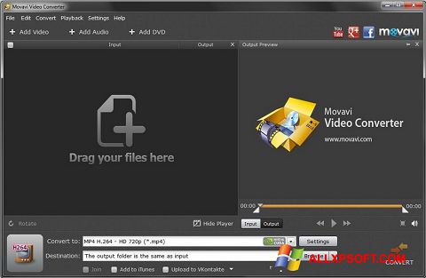 ภาพหน้าจอ Movavi Video Converter สำหรับ Windows XP