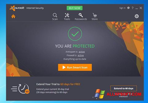 ภาพหน้าจอ Avast Internet Security สำหรับ Windows XP