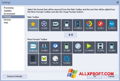 ภาพหน้าจอ AVS Video Converter สำหรับ Windows XP