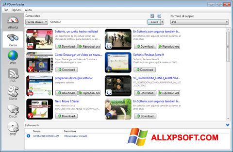 ภาพหน้าจอ VDownloader สำหรับ Windows XP