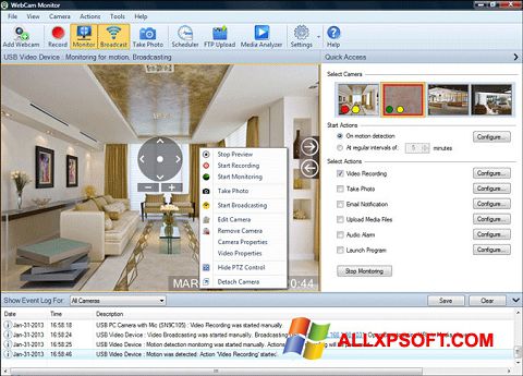 ภาพหน้าจอ WebCam Monitor สำหรับ Windows XP