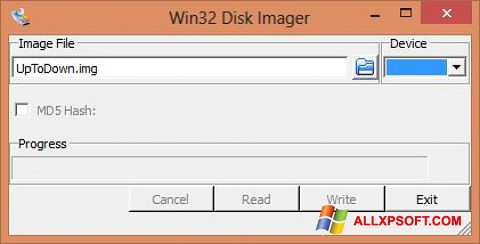 ภาพหน้าจอ Win32 Disk Imager สำหรับ Windows XP