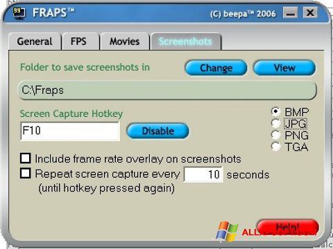 ภาพหน้าจอ Fraps สำหรับ Windows XP