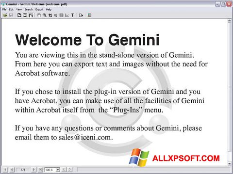 ภาพหน้าจอ Gemini สำหรับ Windows XP
