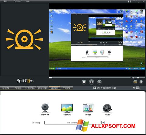 ภาพหน้าจอ SplitCam สำหรับ Windows XP