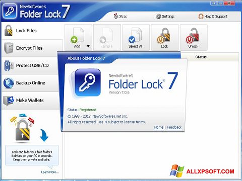 ภาพหน้าจอ Folder Lock สำหรับ Windows XP