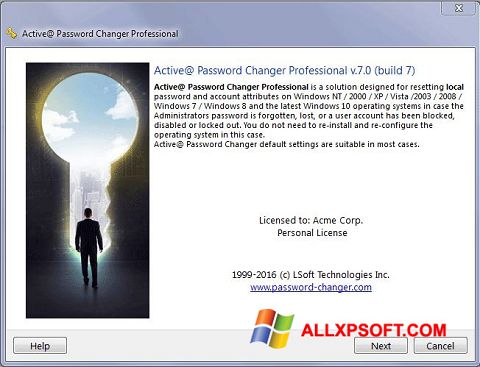 ภาพหน้าจอ Active Password Changer สำหรับ Windows XP