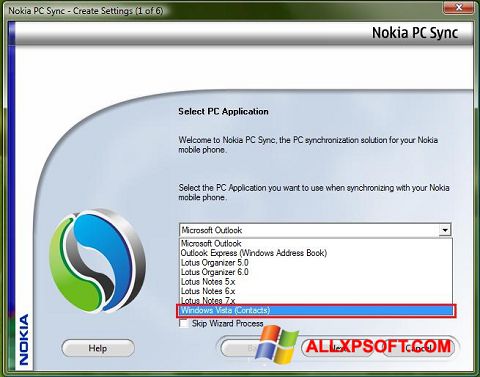 ภาพหน้าจอ Nokia PC Suite สำหรับ Windows XP