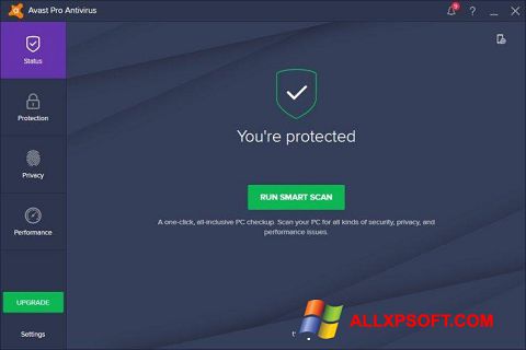 ภาพหน้าจอ Avast! Pro Antivirus สำหรับ Windows XP