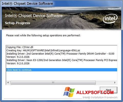 ภาพหน้าจอ Intel Chipset Device Software สำหรับ Windows XP