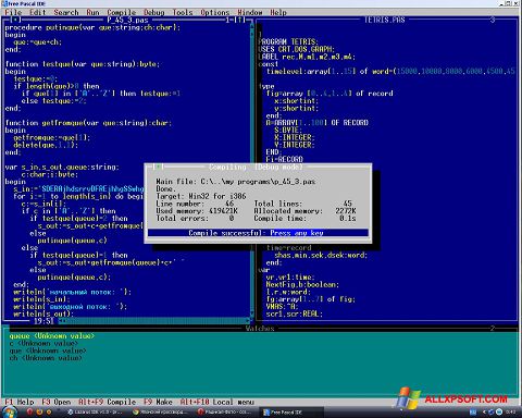 ภาพหน้าจอ Free Pascal สำหรับ Windows XP