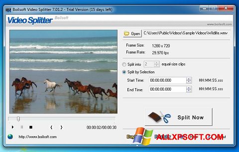 ภาพหน้าจอ Boilsoft Video Splitter สำหรับ Windows XP