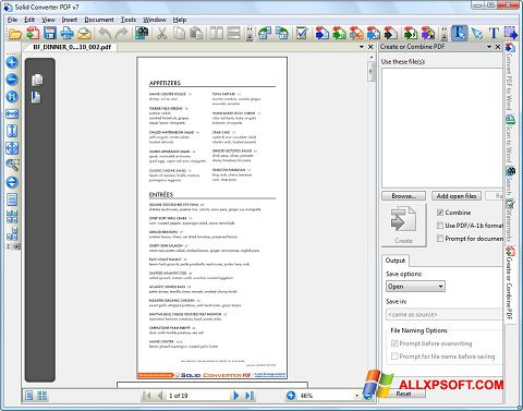 ภาพหน้าจอ Solid Converter PDF สำหรับ Windows XP