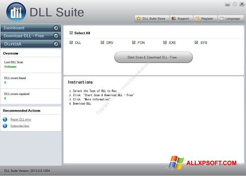ภาพหน้าจอ DLL Suite สำหรับ Windows XP