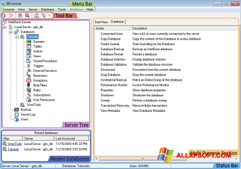 ภาพหน้าจอ InterBase สำหรับ Windows XP