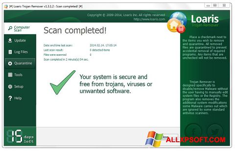 ภาพหน้าจอ Loaris Trojan Remover สำหรับ Windows XP