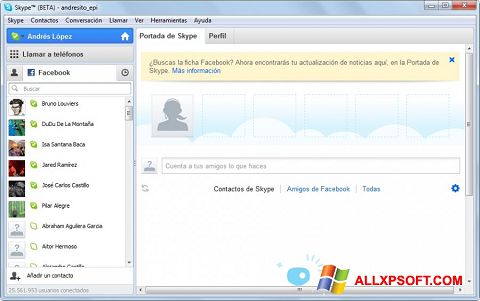 ภาพหน้าจอ Skype Beta สำหรับ Windows XP