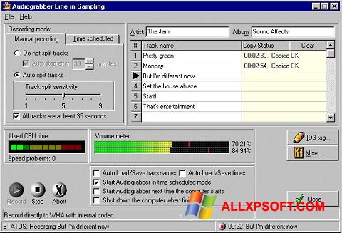 ภาพหน้าจอ Audiograbber สำหรับ Windows XP
