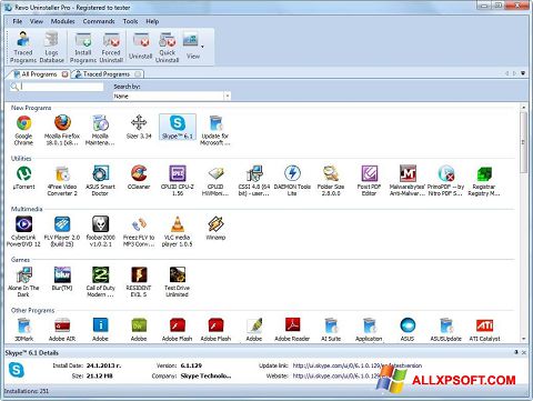 ภาพหน้าจอ Revo Uninstaller สำหรับ Windows XP
