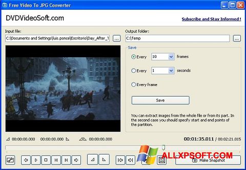 ภาพหน้าจอ Free Video to JPG Converter สำหรับ Windows XP
