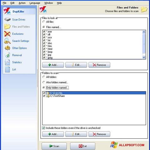 ภาพหน้าจอ DupKiller สำหรับ Windows XP
