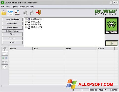 ภาพหน้าจอ Dr.Web CureIt สำหรับ Windows XP
