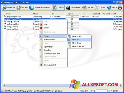 ภาพหน้าจอ Mipony สำหรับ Windows XP