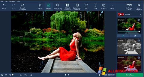 ภาพหน้าจอ Movavi Photo Editor สำหรับ Windows XP
