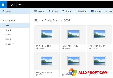 ภาพหน้าจอ OneDrive สำหรับ Windows XP