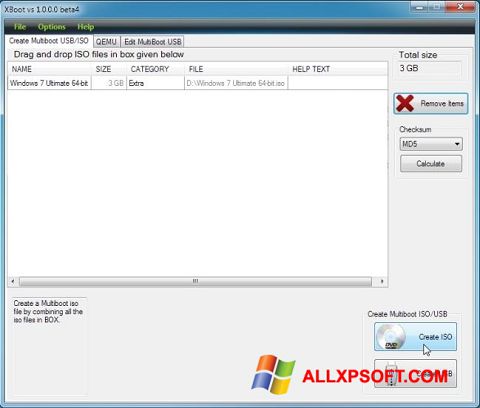 ภาพหน้าจอ XBoot สำหรับ Windows XP