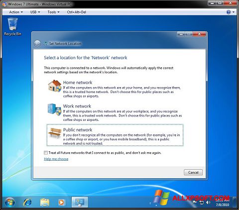 ภาพหน้าจอ Windows Virtual PC สำหรับ Windows XP
