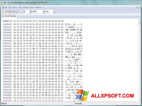 ภาพหน้าจอ Hex Editor สำหรับ Windows XP