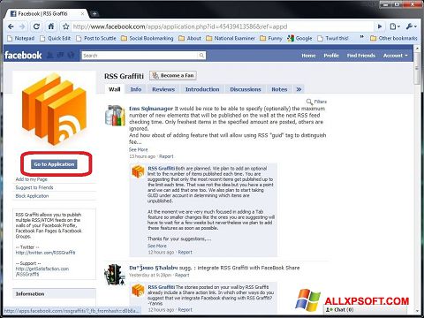 ภาพหน้าจอ Facebook สำหรับ Windows XP